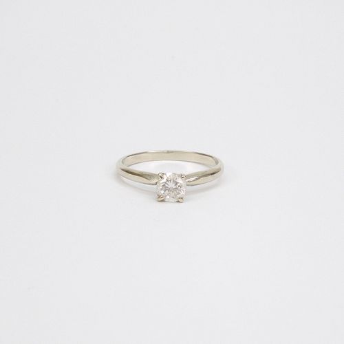 14K White Gold Diamond Solitaire Ring.