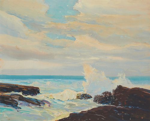 George Bickerstaff, (1893-1954), Rocky coast, Oil on canvas, 20" H x 24" W