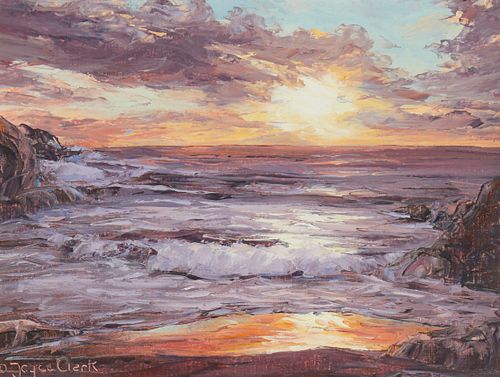 Joyce Clark (1916 - 2010), "Sun Glow," and "Ulaino Shore," Oil on canvas, 9" H x 12" W, 2 pieces