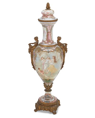A French Sevres-style monumental garniture urn