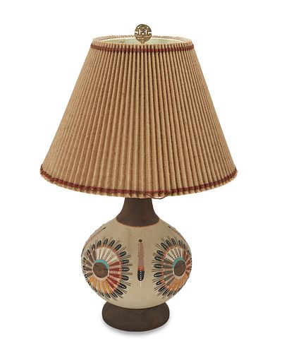 A Hopi-style pottery table lamp