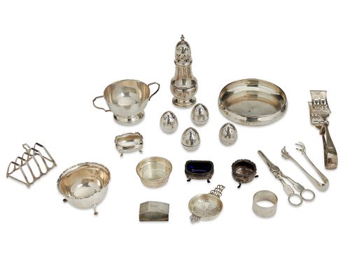 A group of sterling silver items