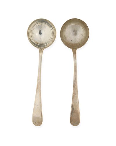 A pair of Georgian English sterling silver sauce ladles