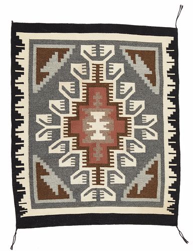 A Navajo Two Grey Hills textile mat