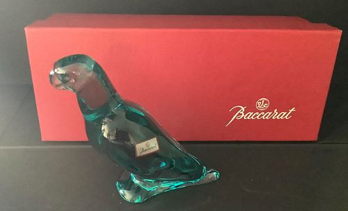 Baccarat Signed Parrot Figurine With Box