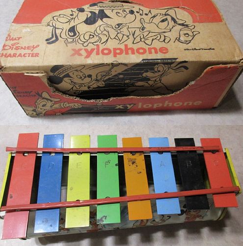 Walt Disney Toy Metal Xylophone Mickey Mouse With orig Box