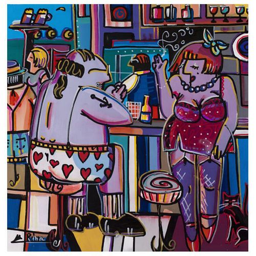 Rina Maimon, "Nice to Meet You" Hand Signed Original Acrylic Painting on Canvas with Certificate of Authenticity.