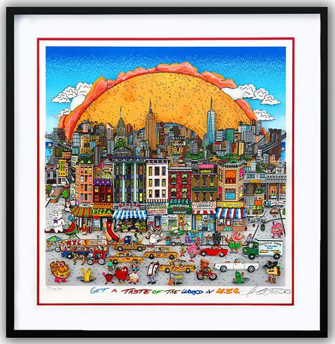 Charles Fazzino- 3D Construction Silkscreen Serigraph "Get A Taste of the World in N.Y.C (Red)"