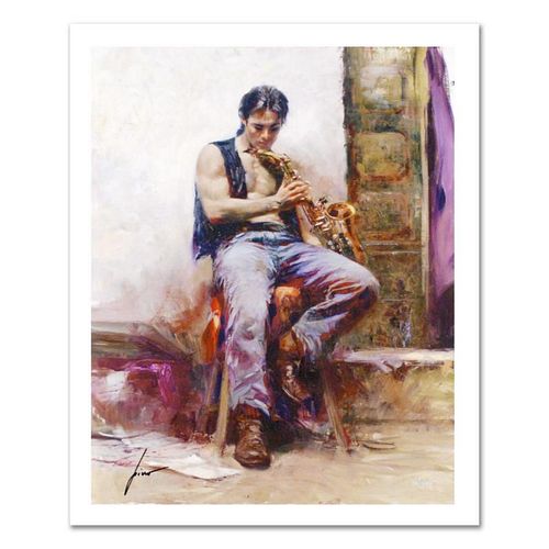 Pino (1939-2010), "Music Lover" Limited Edition on Canvas, Numbered and Hand Signed with Certificate of Authenticity.