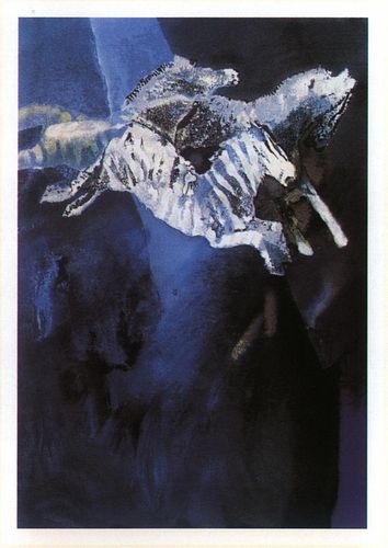 Edwin Salomon- Original Serigraph "Zebras in Blue"