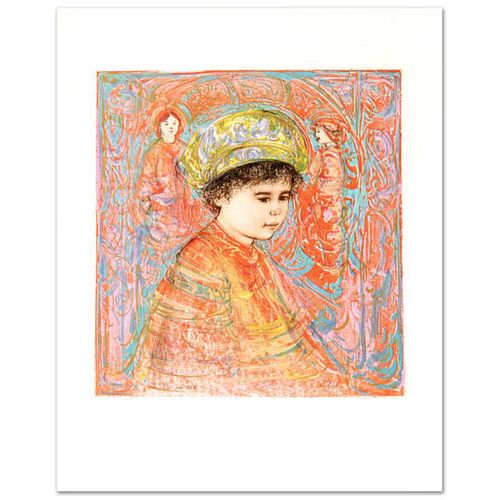 "Boy with Turban" Limited Edition Lithograph by Edna Hibel (1917-2014), Numbered and Hand Signed with Certificate of Authenticity.