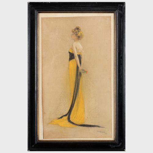 Marcel Clement (1873-?): Woman in a Yellow Gown