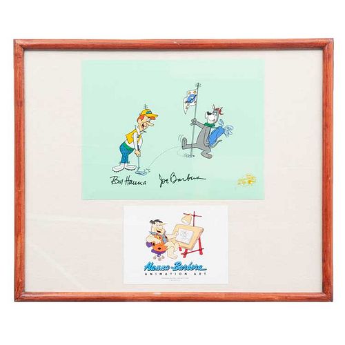 BILL HANNA y JOE BARBERA. a) The Flintstones y b) The Jetsons. Una firmada. Impresiones digitales. Piezas: 2. 27 x 26 cm y 15 x 20 cm