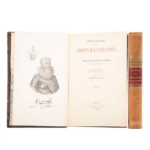 Díaz del Castillo, Bernal. Historia Verdadera de la Conquista de la Nueva España. Méx: 1904.Con exlibris de Manuel Romero de Terreros.