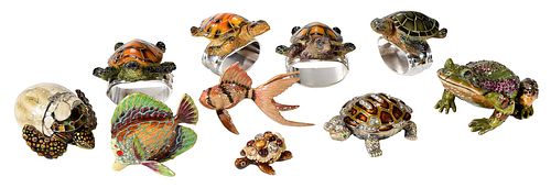 Group of Ten Aquatic Animal Themed Table Objects