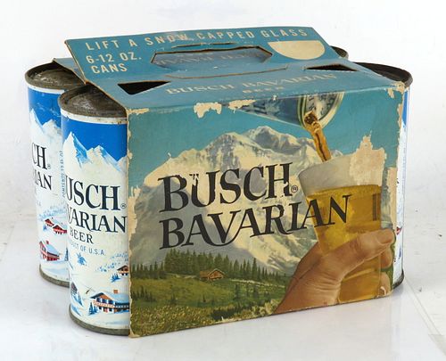 1961 Busch Bavarian Beer Six Pack Flat Top Cans St Louis, Missouri