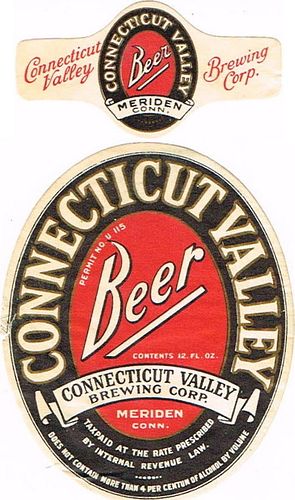 1933 Connecticut Valley Beer 12oz Label Meriden Connecticut