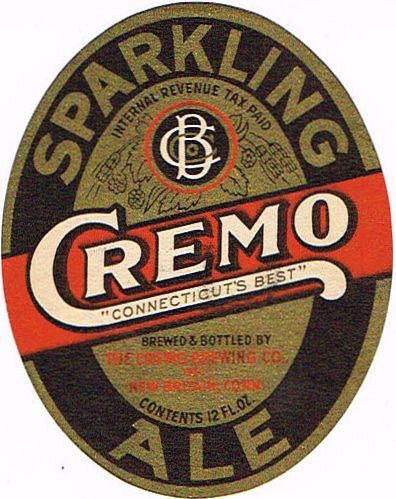 1942 Cremo Sparkling Ale 12oz ES9-14 Label New Britain Connecticut