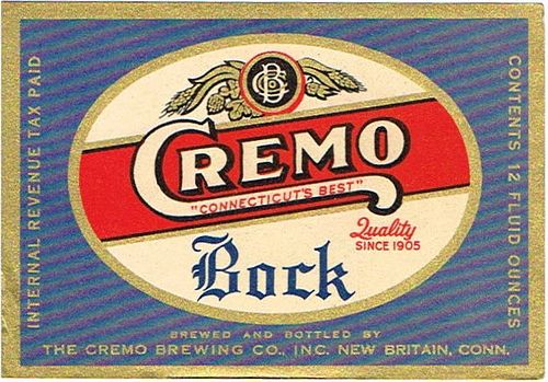 1942 Cremo Bock Beer 12oz ES10-05 Label New Britain Connecticut