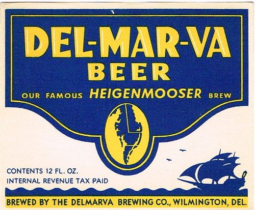 1938 Del-Mar-Va Beer 12oz ES21-15 Label Wilmington Delaware