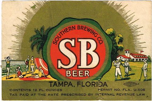 1934 SB Beer 12oz ES27-24V Label Tampa Florida