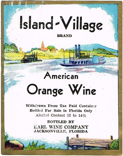 1966 Earl's Island Village Orange Wine Jacksonville Florida Label