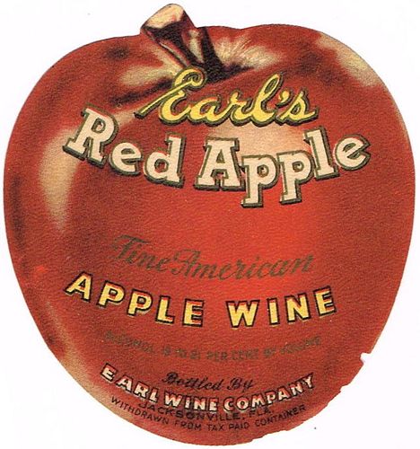 1940 Earl's Red Apple Wine Jacksonville Florida Label
