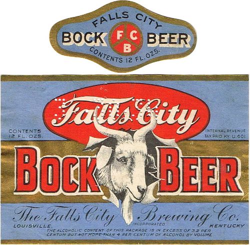 1934 Falls City Bock Beer 12oz ES35-10 Label Louisville Kentucky