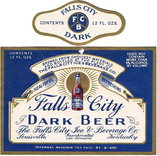 1933 Falls City Dark Beer 12oz ES34-10 Label Louisville Kentucky