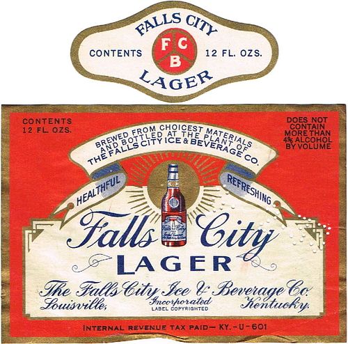 1933 Falls City Lager Beer 12oz ES34-11 Label Louisville Kentucky