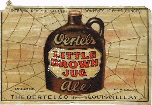 1936 Oertel's Little Brown Jug Ale 12oz ES38-01 Label Louisville Kentucky