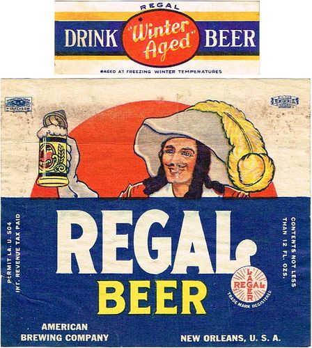 1935 Regal Beer 12oz ES40-03V Label New Orleans Louisiana