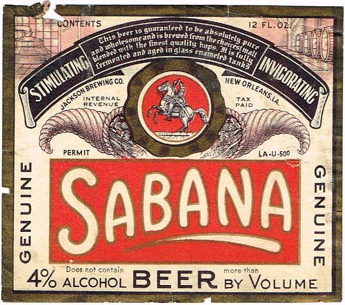 1935 Sabana Beer No Ref. ES41-05 Label New Orleans Louisiana