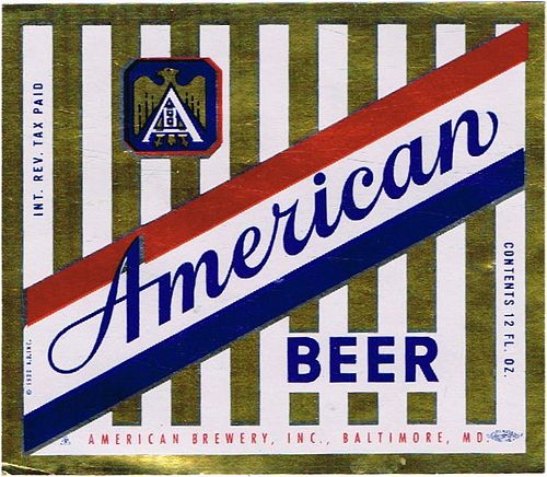 1948 American Beer No Ref. ES71-25 Label Baltimore Maryland