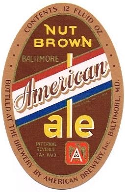 1938 American Nut Brown Ale 12oz ES71-20 Label Baltimore Maryland