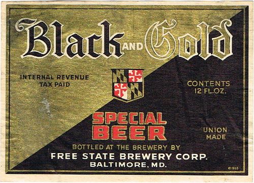 1936 Black and Gold Special Beer 12oz ES76-10V Label Baltimore Maryland