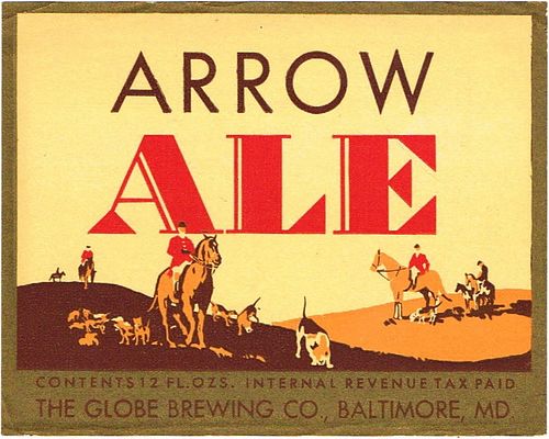 1937 Arrow Ale 12oz ES74-07 Label Baltimore Maryland