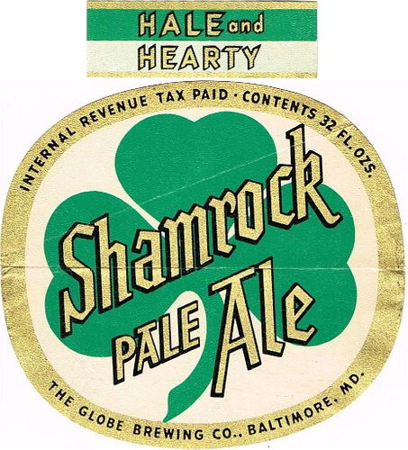 1941 Shamrock Pale Ale 32oz One Quart ES74-06 Label Baltimore Maryland