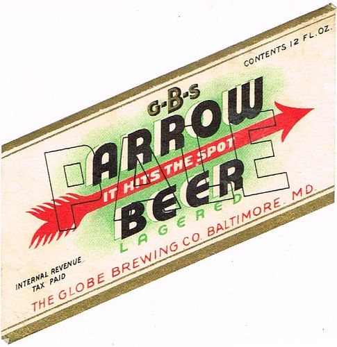 1935 Arrow Pale Beer 12oz ES73-24 Label Baltimore Maryland
