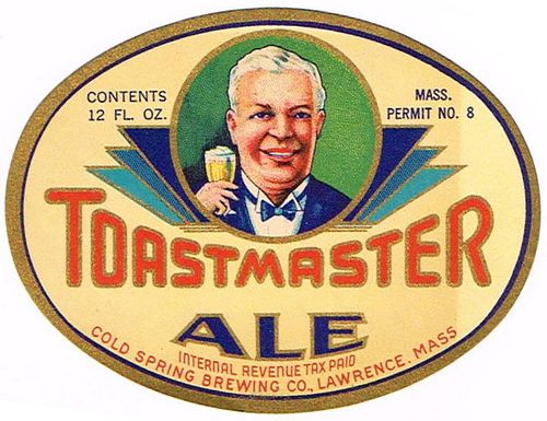1933 Toastmaster Ale 12oz ES58-10 Label Lawrence Massachusetts