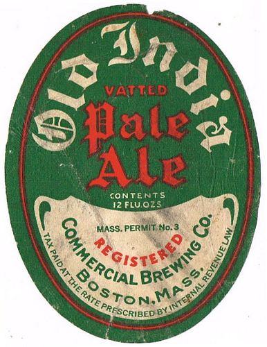 1934 Old Vatted India Pale Ale 12oz ES48-21 Label Boston Massachusetts