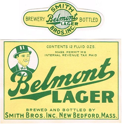 1938 Belmont Lager Beer 12oz ES66-09 Label New Bedford Massachusetts
