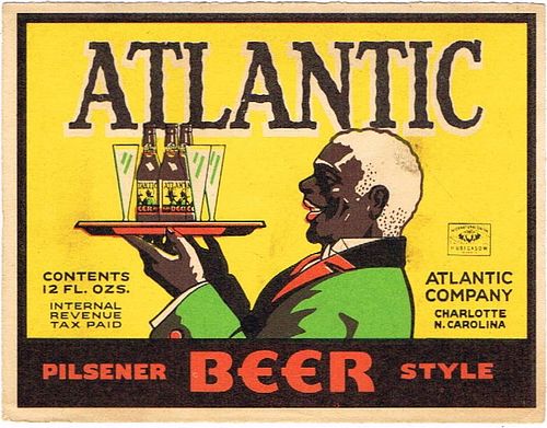 1937 Atlantic Beer 12oz ES82-07 Label Charlotte North Carolina
