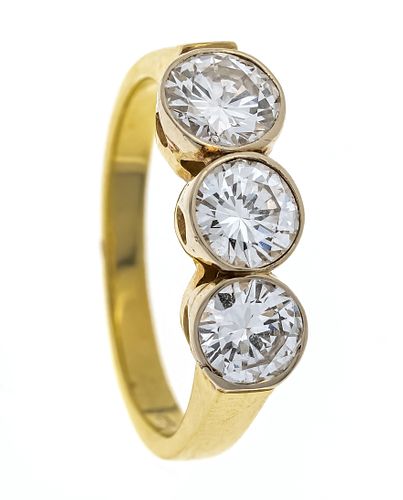 Brilliant ring GG/WG 585/000 with 3 brilliants, together 1,46 ct fineWhite-White (G-H) / VVS-VS,