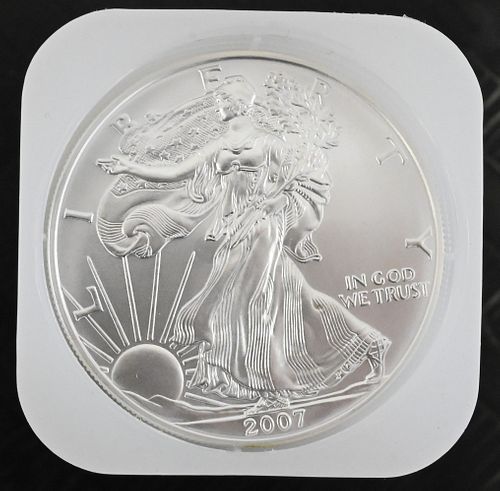 Roll of 20-2007 1oz Silver American Eagle Dollar Coins BU