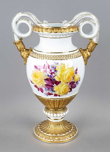 Serpentine handle vase, Meissen,