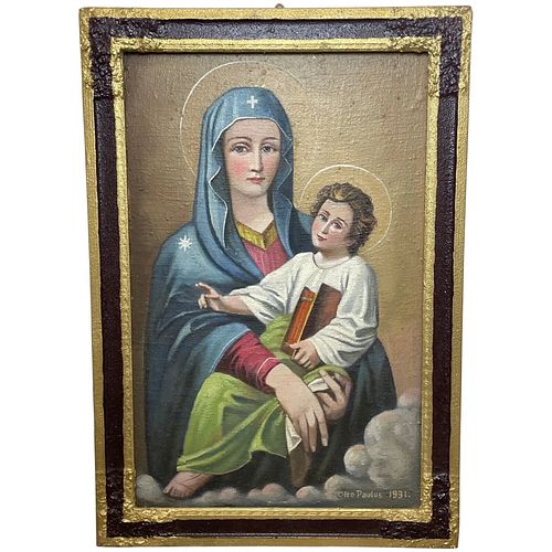 MADONNA AND CHRIST OIL PAINTING