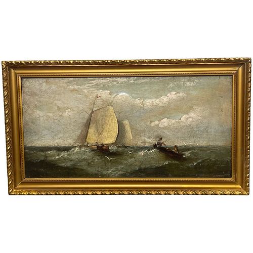 FISHING BOATS OIL PAINTING