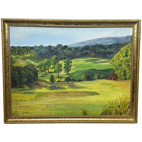 FAMOUS SCOTTISH DALMUIR GOLF COURSE OIL PAINTING