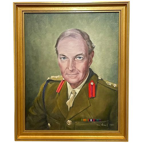 MILITARY OFFICER BRITISH ARMY 2ND SIGNAL REGIMENT OIL PAINTING
